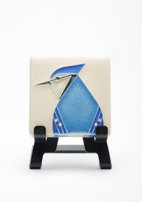 Ceramic blue jay art tile by Motawi Tileworks.