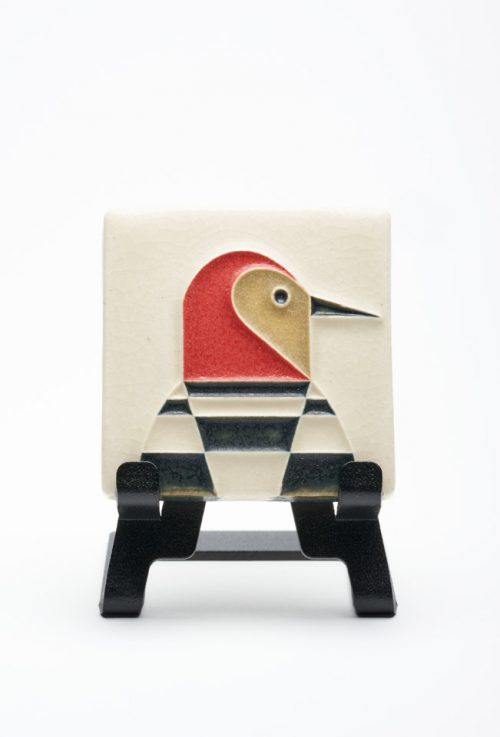Handmade by Motawi Tileworks, these mini woodpecker art tiles are based on the work of celebrated wildlife artist Charley Harper.