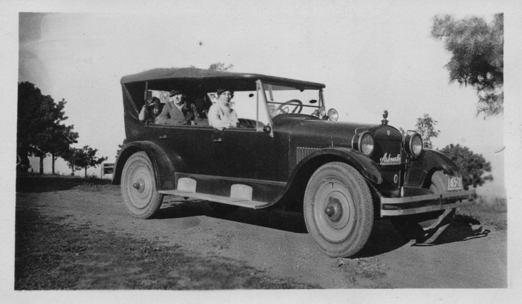 Vintage photograph of an REO Touring car on Spivey Mountain.