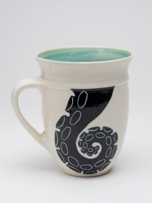 Porcelain tentacle mug by Asheville-based studio potter Anja Bartels.