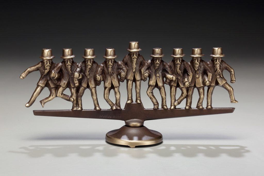 Dancing Rabbi Menorah by Scott Nelles.