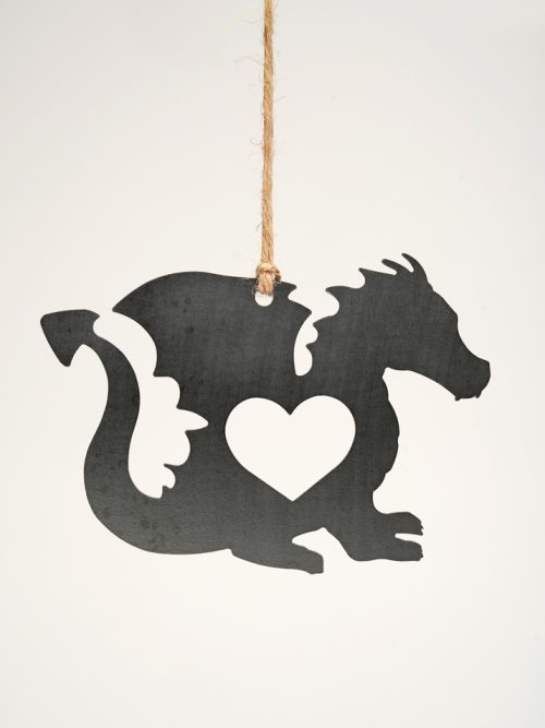 Handmade steel dragon ornament by Brandon and Erin Spangler of BE Designs.