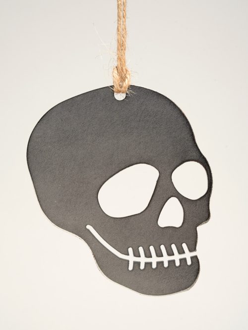 Handmade steel skull ornament by Brandon and Erin Spangler of BE Creations.