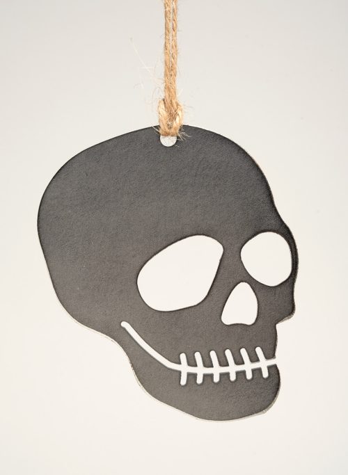 Handmade steel skull ornament by Brandon and Erin Spangler of BE Creations.