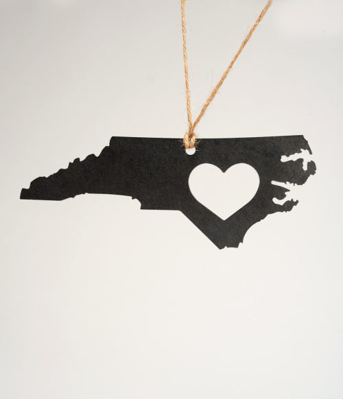 Recycled steel North Carolina ornament by BE Creations.