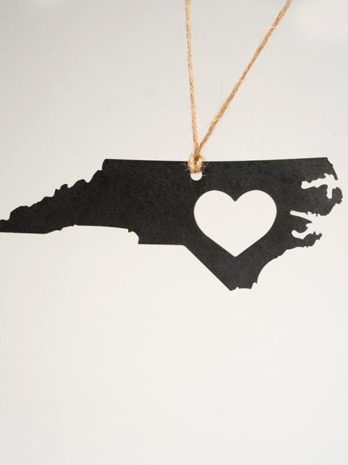 Recycled steel North Carolina ornament by BE Creations.