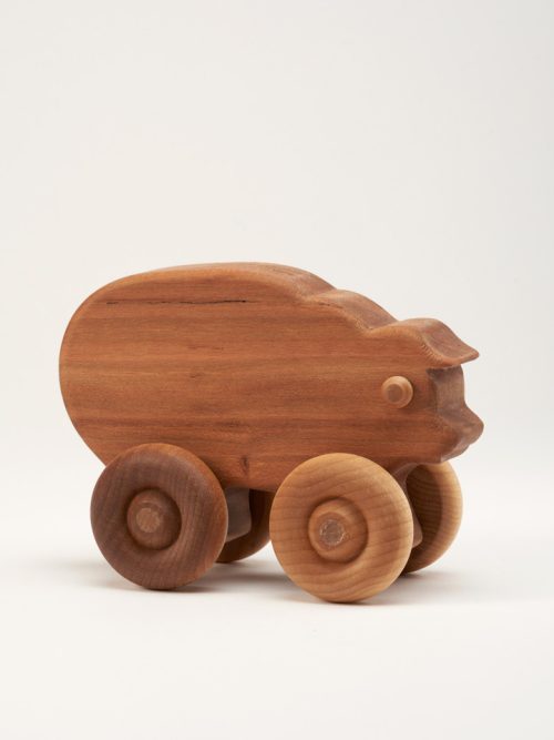 Handmade wooden pig toy by Delmar Eby of East Laurel Woodcrafts.