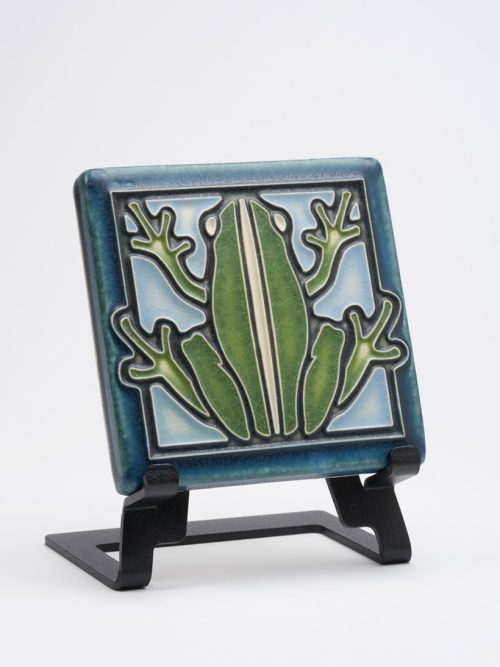 Handmade art tile by Motawi Tileworks featuring a green frog.