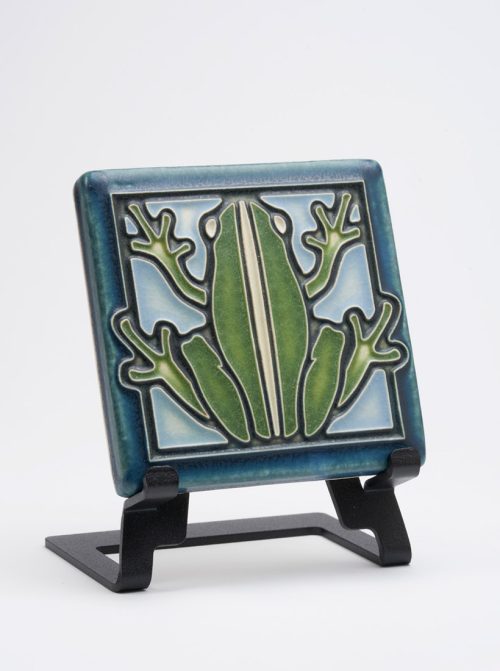 Handmade art tile by Motawi Tileworks featuring a green frog.