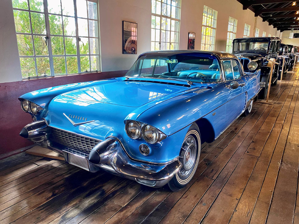 The 1957 Cadillac Eldorado Brougham on display in the Estes-Winn Antique Car Museum.
