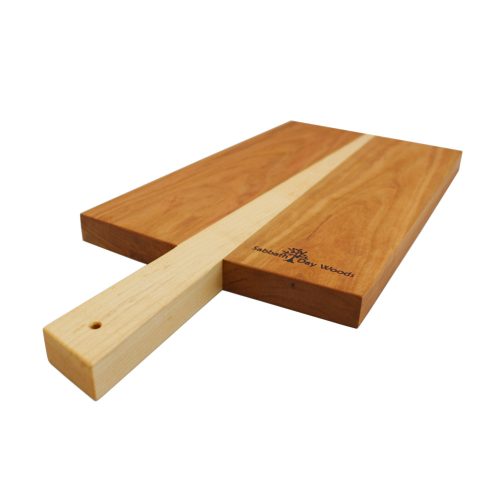 Handcrafted cherry and maple serving board by Sabbath Day Woods.