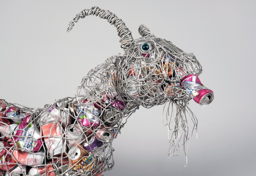 "William the Repsychler" by Josh Coté - Handmade from recycled aluminum electric wire and cans.