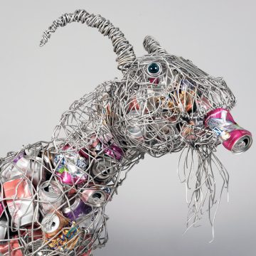 "William the Repsychler" by Josh Coté - Handmade from recycled aluminum electric wire and cans.