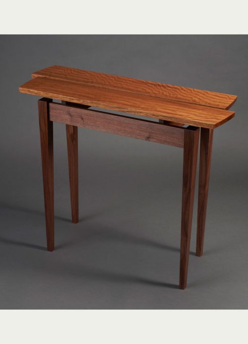 Handmade table by Robb Hemkamp crafted from Jatoba (Brazilian Cherry) and Walnut.
