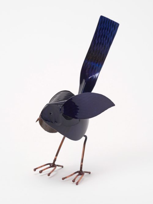 Carolina bird sculptures in blue by Haw Creek Forge.