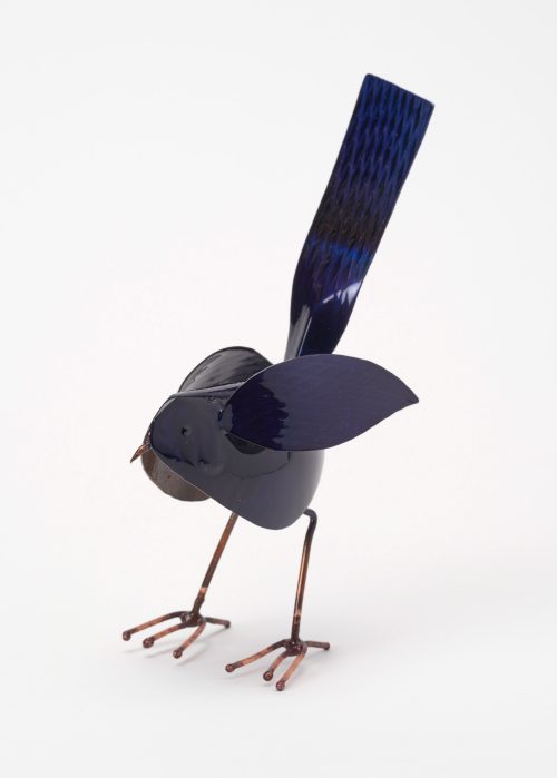 Carolina bird sculptures in blue by Haw Creek Forge.