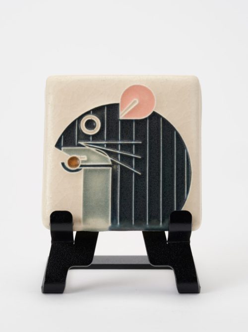 A handmade ceramic mouse tile by Motawi Tileworks.