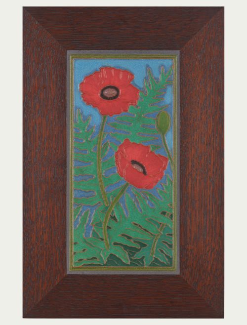 Framed poppy tile by Jonathan White Ceramics.