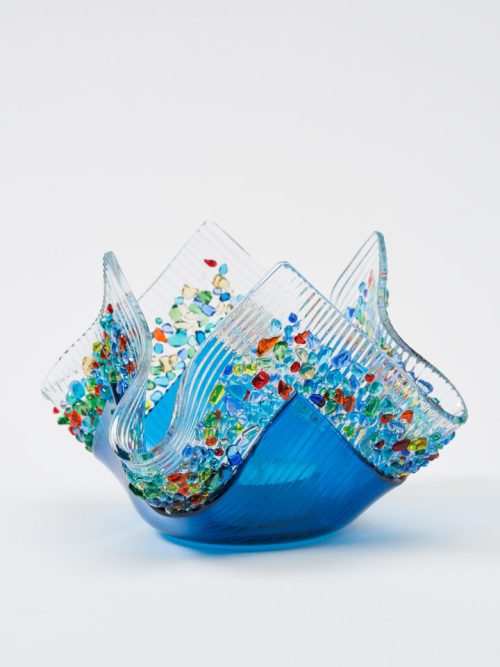 Confetti glass aqua votive handmade by