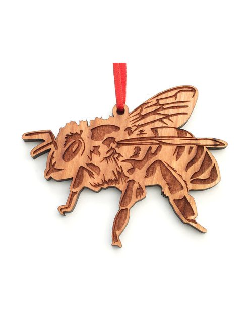 A honey bee ornament by Nestled Pines Woodworking in Wisconsin.