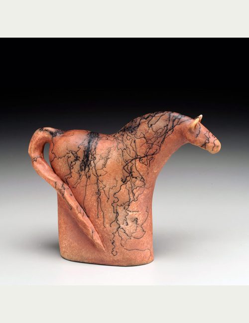 A terracotta horse sculpture by Tennessee artist Tina Curry.