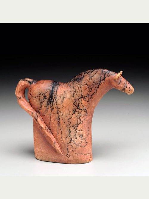 A terracotta horse sculpture by Tennessee artist Tina Curry.