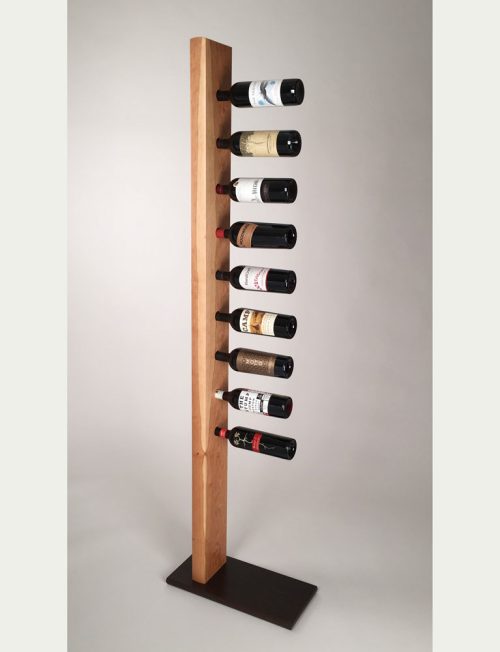 Monolith wine rack handmade from cherry and wenge by Libby Schrum.