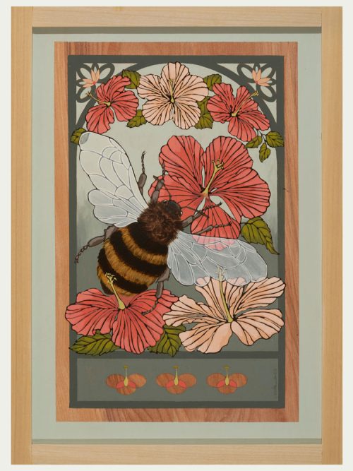 Honeybee and Hibiscus by Asheville artist Kim Dills.