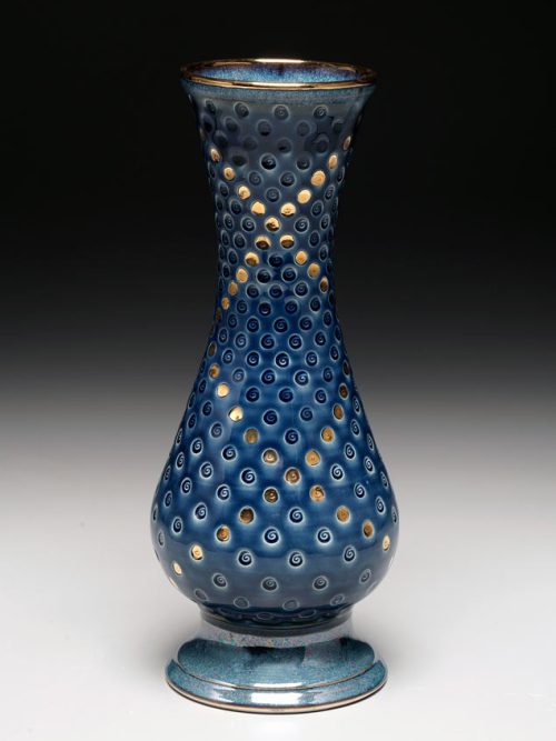 Double helix ceramic vase by Kelsey Schissel Ceramics.