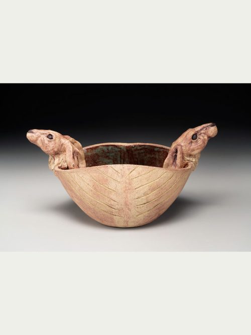 Double face hare bowl by ceramic artist Tina Curry.