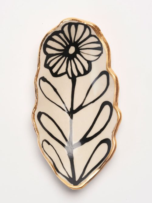 Ceramic floral catchall dish by artist Nicole Hsieh.