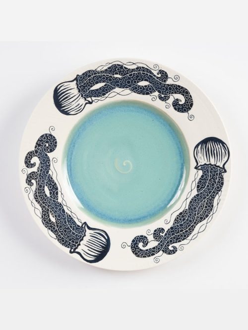 Porcelain jellyfish platter by Asheville artist Anja Bartels.