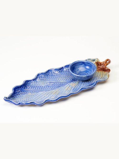 Ceramic leaf tray by potter Vicki Gill.