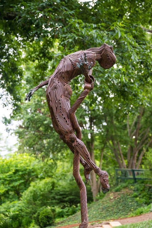 Outdoor art titled Tethered by J. Aaron Alderman.
