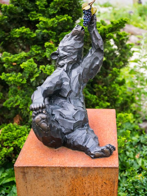 An outdoor sculpture titled Bacchus by artist Roger Martin.
