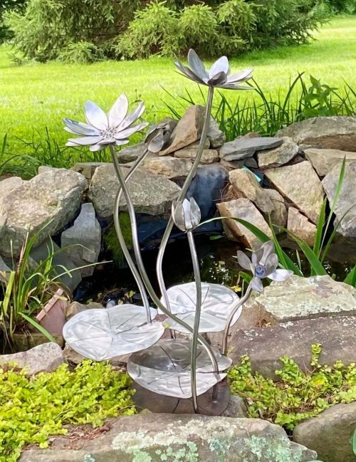 Lotus flower sculpture by Bob Doster.