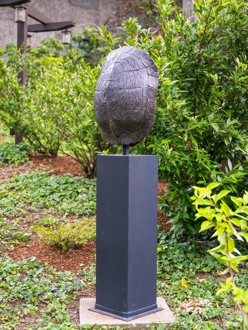 An outdoor limited edition sculpture by Roger Martin titled Sanctuary.