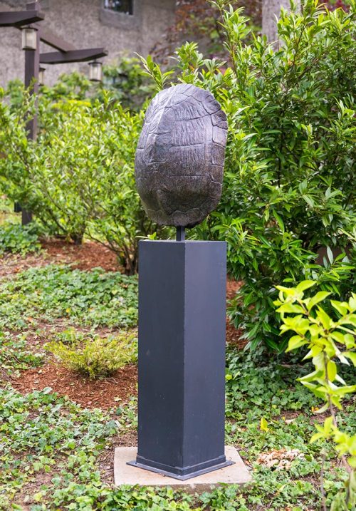 An outdoor limited edition sculpture by Roger Martin titled Sanctuary.