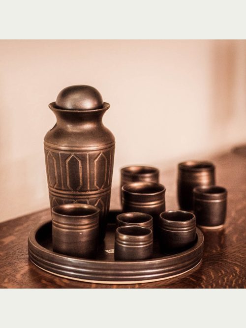 9-piece whisky sipping set by Leslie Green Guilbault.