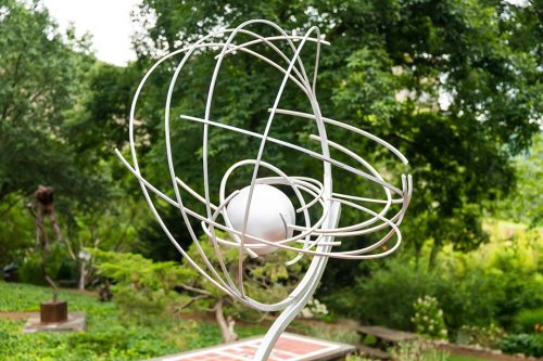 An outdoor sculpture titled Inertia by North Carolina artist Zachary Smith-johnson.
