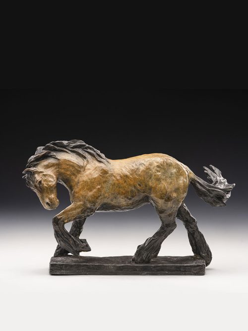 Bronze horse sculpture by Tina Curry.