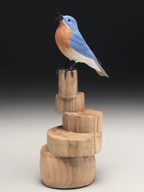 Bluebird sculpture by artist Jim Carpenter.