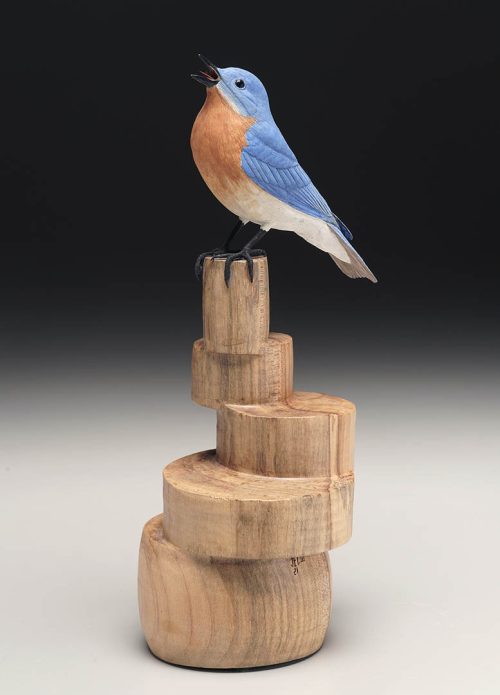 Bluebird sculpture by artist Jim Carpenter.
