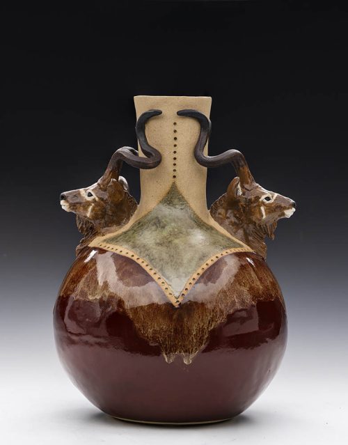 Kudu ceramic pot titled Double Take by Tina Curry.