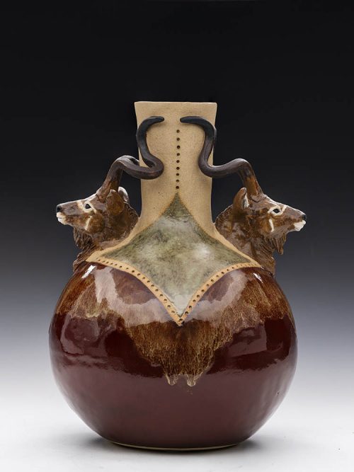 Kudu ceramic pot titled Double Take by Tina Curry.