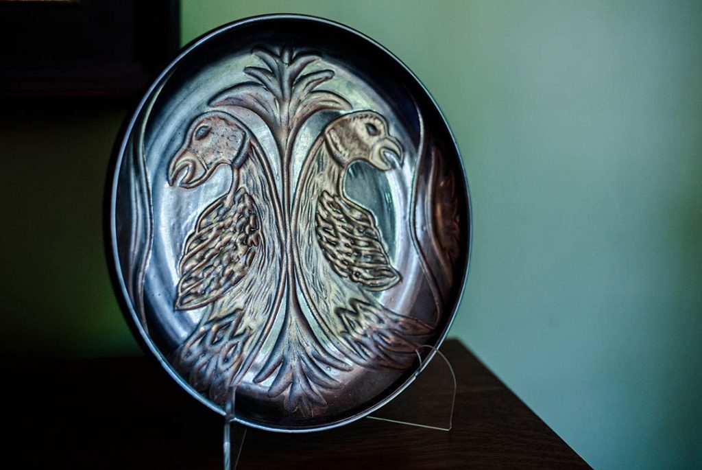 Metallic Griffin Plate by Leslie Green Guilbault.