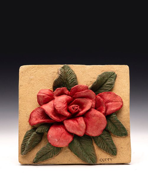 Flower art tile by Tina Curry.