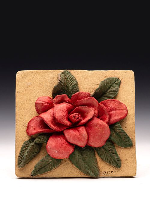 Flower art tile by Tina Curry.
