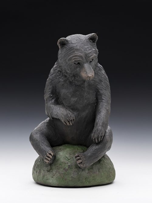 Ceramic bear sculpture by artist Tina Curry.
