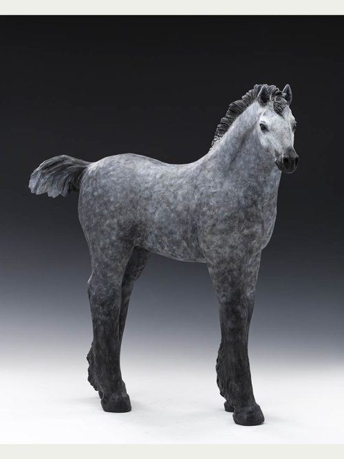 Horse sculpture titled Blue Steele by Tina Curry.